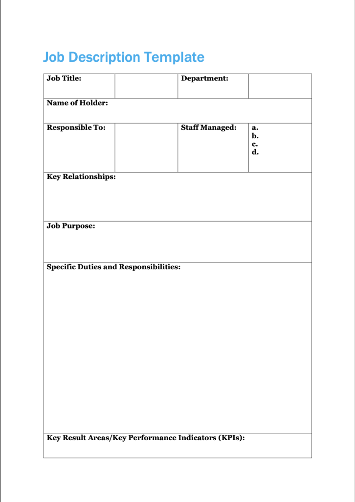 Job Description Template